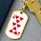8 of Hearts Gambler Keychain Stainless Steel or 18k Gold Dog Tag Keyring-Express Your Love Gifts