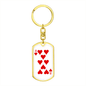 8 of Hearts Gambler Keychain Stainless Steel or 18k Gold Dog Tag Keyring-Express Your Love Gifts