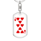 8 of Hearts Gambler Keychain Stainless Steel or 18k Gold Dog Tag Keyring-Express Your Love Gifts