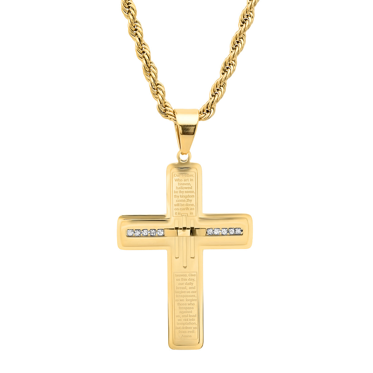 Men's 18k Gold Plated Stainless Steel Cross-Express Your Love Gifts