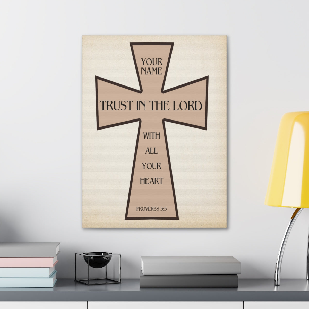 Scripture Walls Personalized Trust in The Lord Proverbs 3:5 Cross Christian Wall Art Bible Verse Print Ready to Hang Unframed-Express Your Love Gifts