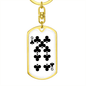 9 of Clubs Gambler Keychain Stainless Steel or 18k Gold Dog Tag Keyring-Express Your Love Gifts