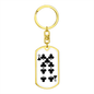 9 of Clubs Gambler Keychain Stainless Steel or 18k Gold Dog Tag Keyring-Express Your Love Gifts