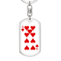 9 of Hearts Gambler Keychain Stainless Steel or 18k Gold Dog Tag Keyring-Express Your Love Gifts