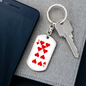 9 of Hearts Gambler Keychain Stainless Steel or 18k Gold Dog Tag Keyring-Express Your Love Gifts