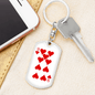 9 of Hearts Gambler Keychain Stainless Steel or 18k Gold Dog Tag Keyring-Express Your Love Gifts