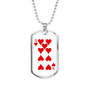 9 of Hearts Gambler Necklace Stainless Steel or 18k Gold Dog Tag 24" Chain-Express Your Love Gifts