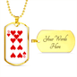 9 of Hearts Gambler Necklace Stainless Steel or 18k Gold Dog Tag 24" Chain-Express Your Love Gifts