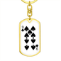 9 of Spades Gambler Keychain Stainless Steel or 18k Gold Dog Tag Keyring-Express Your Love Gifts