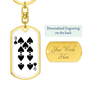 9 of Spades Gambler Keychain Stainless Steel or 18k Gold Dog Tag Keyring-Express Your Love Gifts