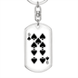 9 of Spades Gambler Keychain Stainless Steel or 18k Gold Dog Tag Keyring-Express Your Love Gifts