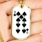9 of Spades Gambler Necklace Stainless Steel or 18k Gold Dog Tag 24" Chain-Express Your Love Gifts