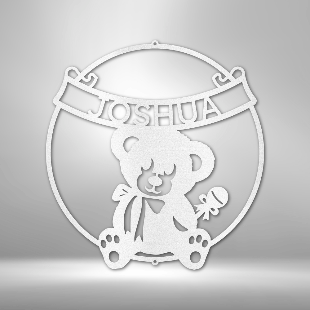 Personalized Teddy Banner Monogram Steel Sign Steel Art Wall Metal Decor-Express Your Love Gifts