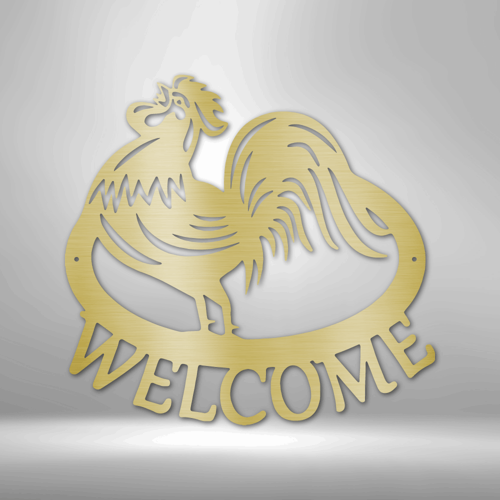 Welcome Rooster Steel Sign Steel Art Wall Metal Decor-Express Your Love Gifts