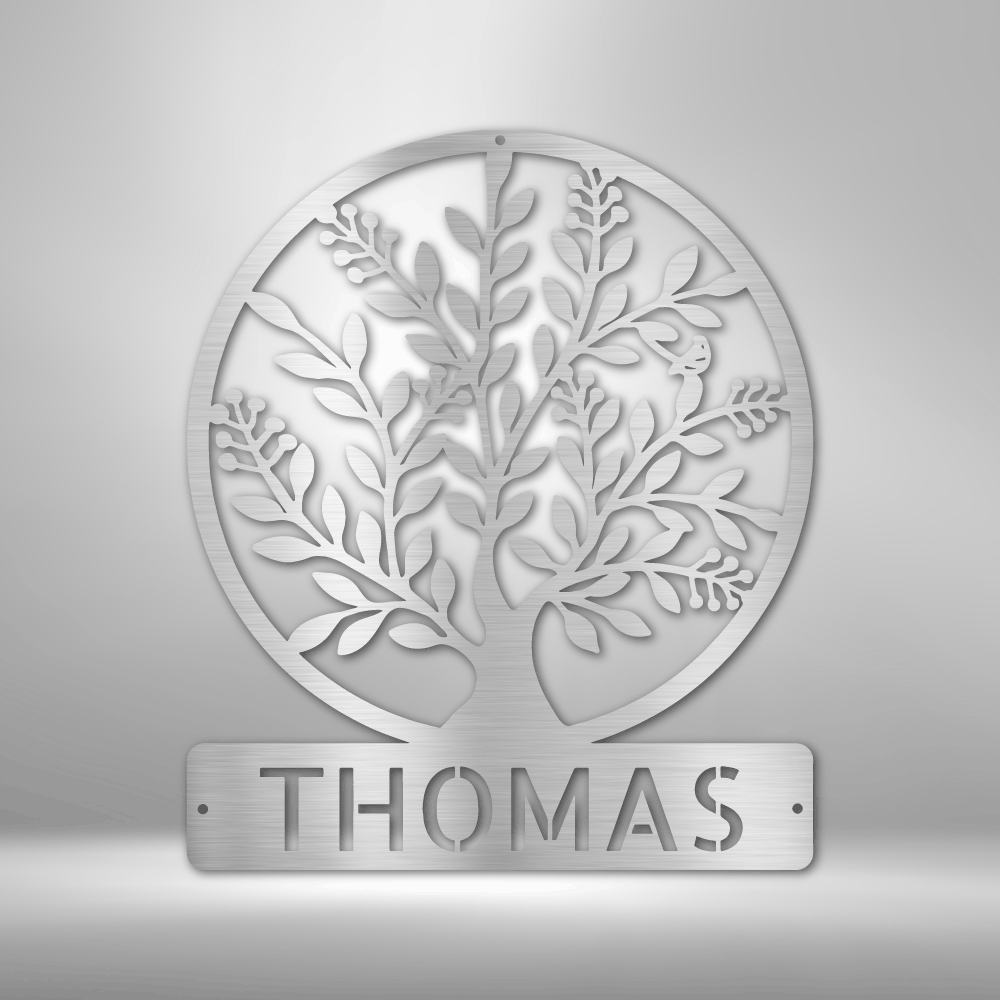 Personalized Simple Tree Monogram Steel Sign Steel Art Wall Metal Decor-Express Your Love Gifts