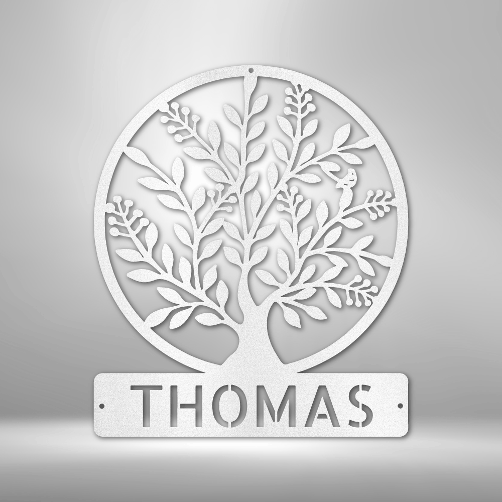 Personalized Simple Tree Monogram Steel Sign Steel Art Wall Metal Decor-Express Your Love Gifts