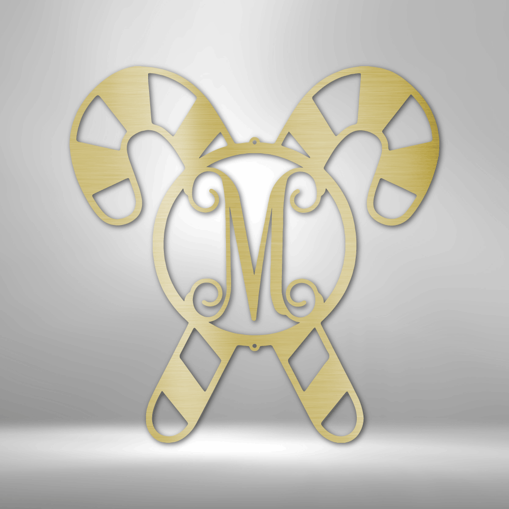 Personalized Candy Cane Initial Monogram Steel Sign Steel Art Wall Metal Decor-Express Your Love Gifts