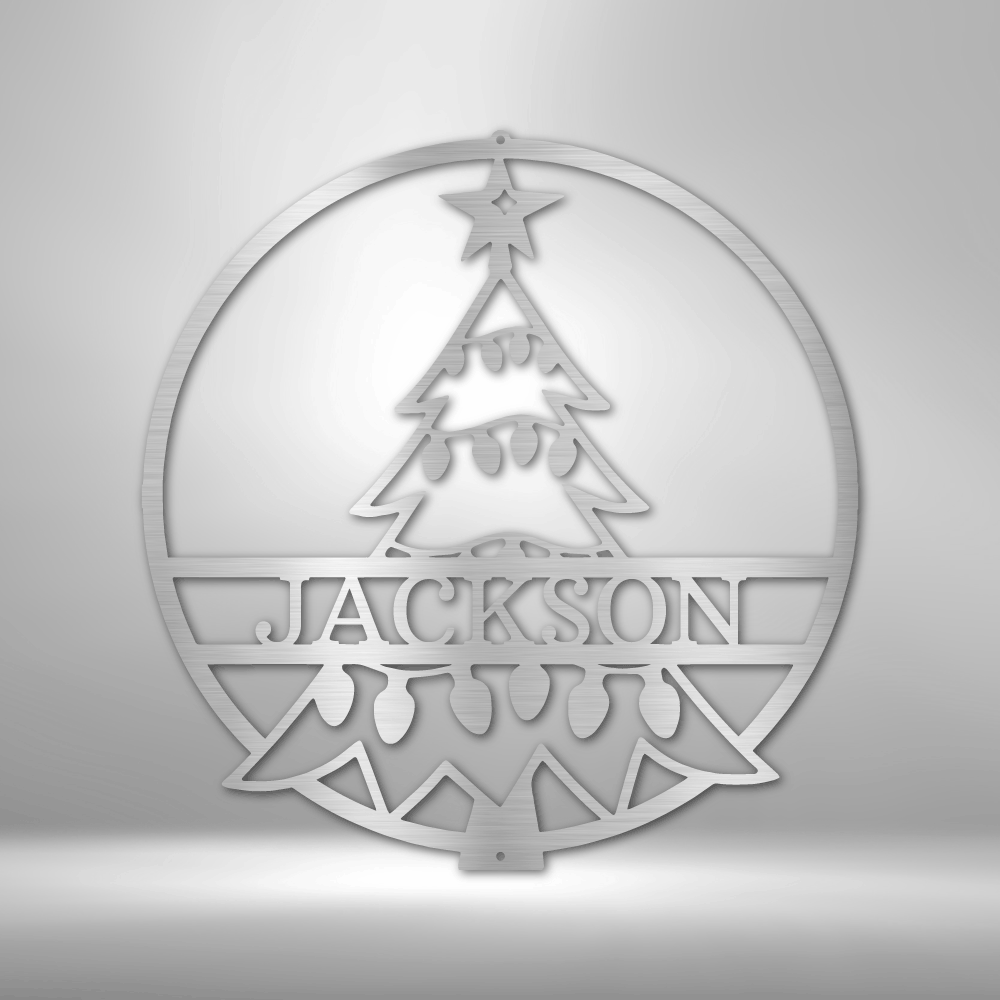 Personalized Christmas Tree Monogram Steel Sign Steel Art Wall Metal Decor-Express Your Love Gifts