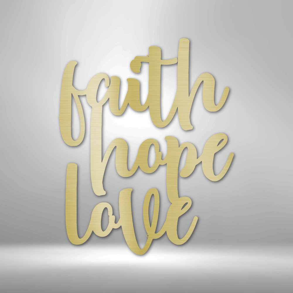 Faith Hope Love Script Steel Sign Steel Art Wall Metal Decor-Express Your Love Gifts