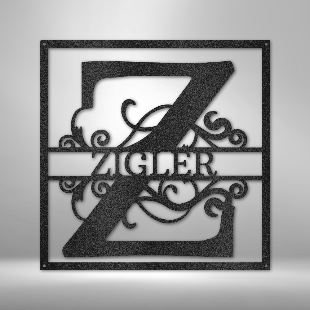 Personalized Split Square Monogram Steel Sign Steel Art Wall Metal Decor-Express Your Love Gifts