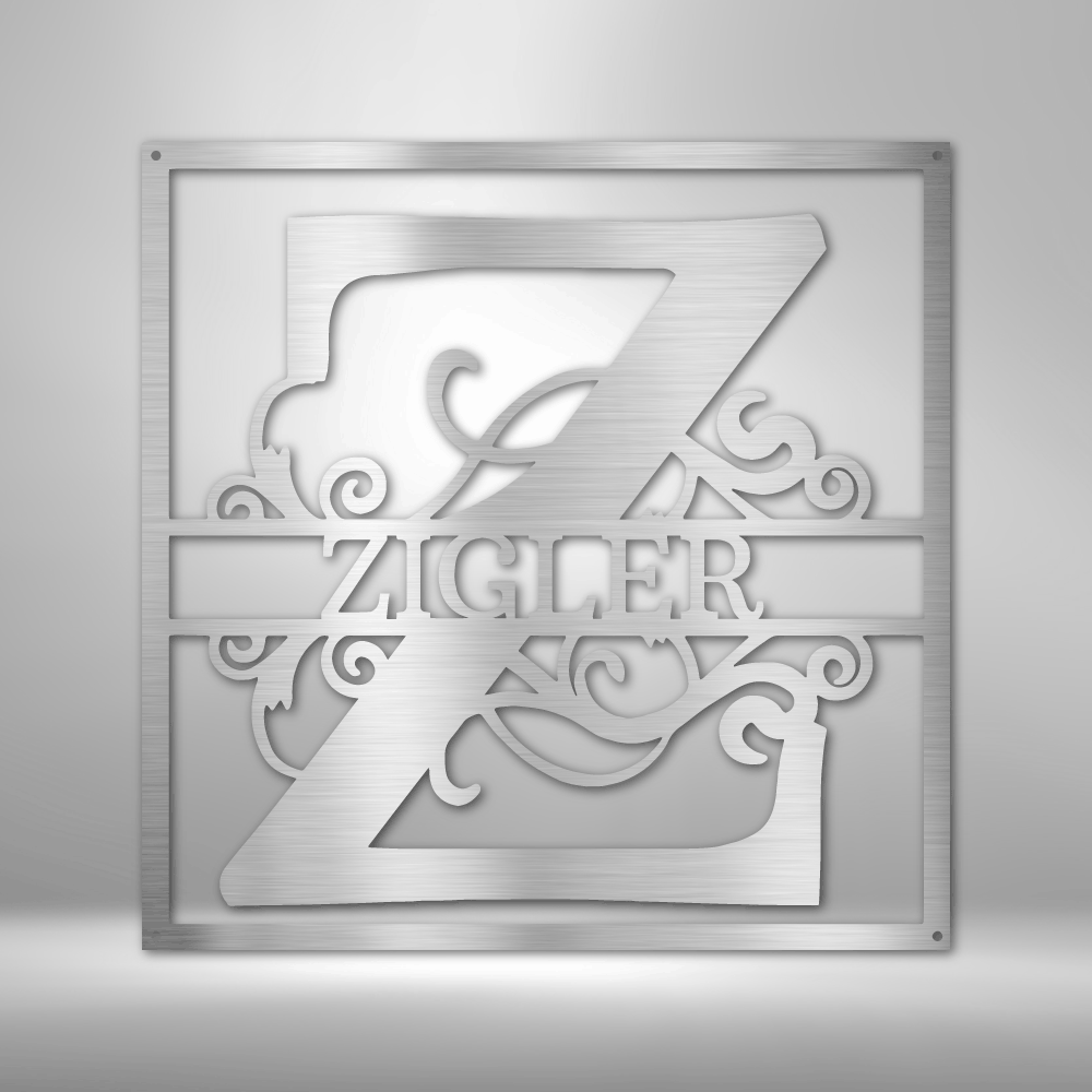 Personalized Split Square Monogram Steel Sign Steel Art Wall Metal Decor-Express Your Love Gifts
