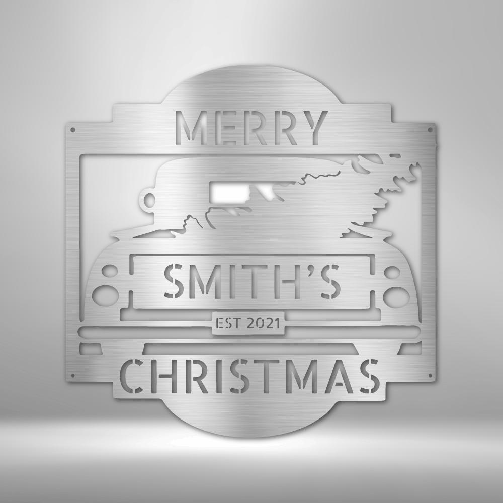 Personalized Christmas Truck Monogram Steel Sign Steel Art Wall Metal Decor-Express Your Love Gifts