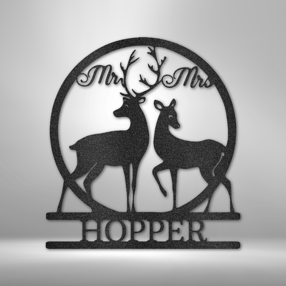 Personalized Mr and Mrs Deer Monogram Steel Sign Steel Art Wall Metal Decor-Express Your Love Gifts