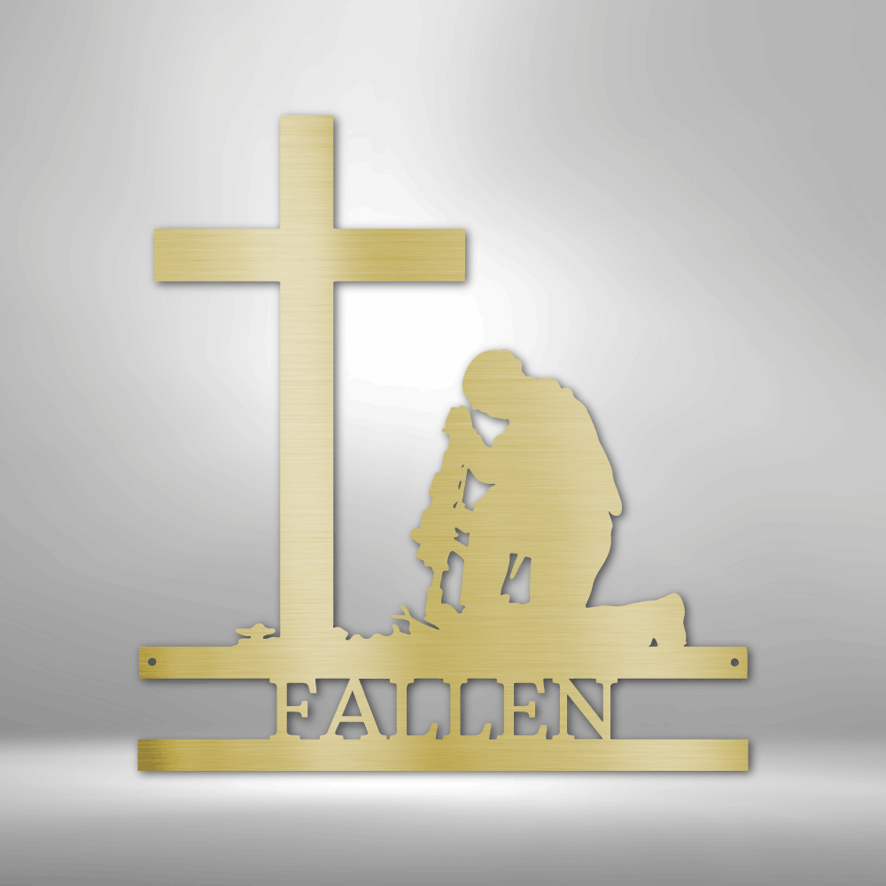 Scripture Walls Personalized Kneeling Soldier Monogram Steel Sign Steel Art Wall Metal Decor-Express Your Love Gifts