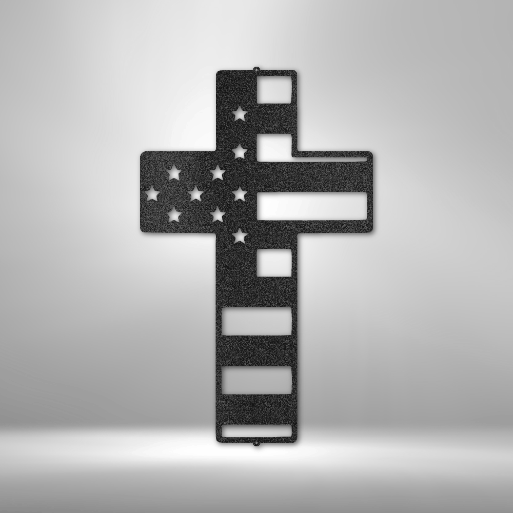 Scripture Walls Flag Cross Steel Sign Steel Art Wall Metal Decor-Express Your Love Gifts