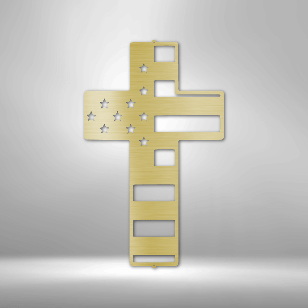 Scripture Walls Flag Cross Steel Sign Steel Art Wall Metal Decor-Express Your Love Gifts