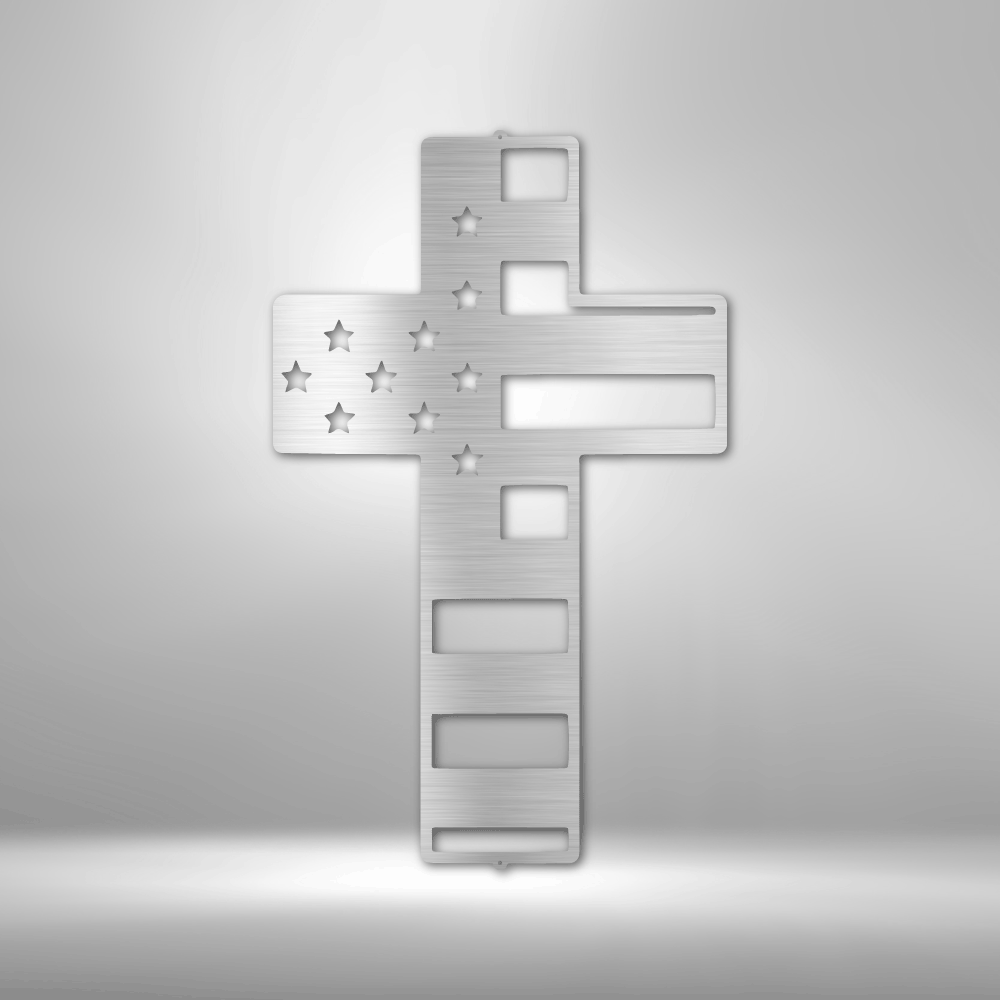 Scripture Walls Flag Cross Steel Sign Steel Art Wall Metal Decor-Express Your Love Gifts
