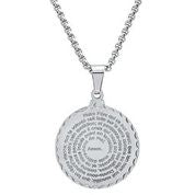 Notre Pere French Prayer Round Pendant Stainless Steel Necklace-Express Your Love Gifts