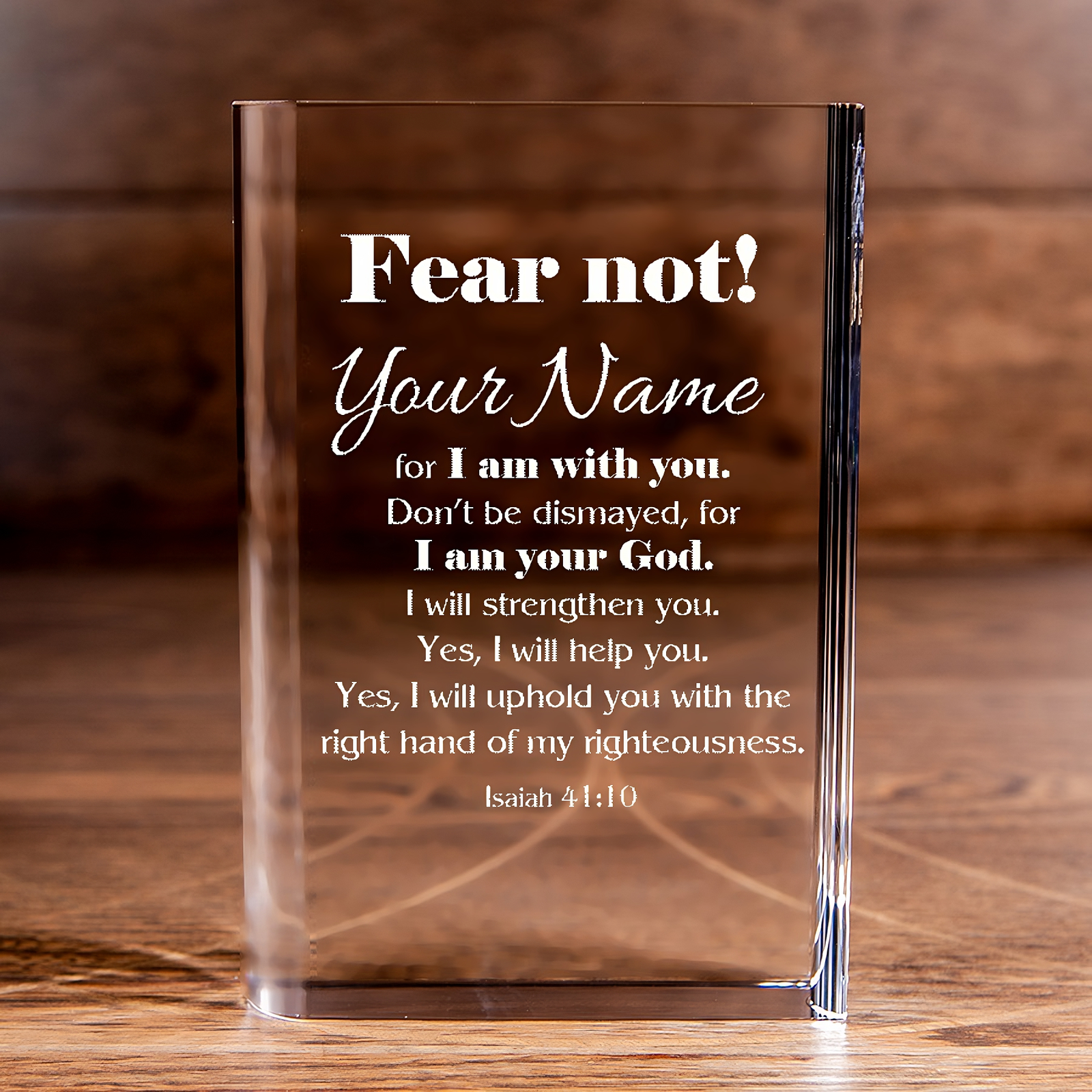 Isaiah 41:10 Fear Not Laser Engraved Crystal Book - Elegant Religious Gift for Devoted Believers Personalized Christian Gift-Express Your Love Gifts