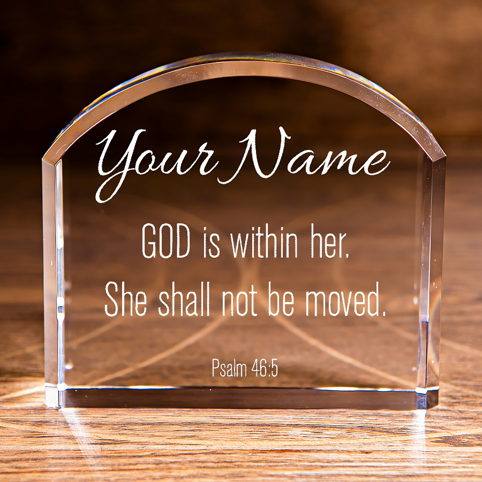 Psalm 46:5 God is Within Her Arch Top Crystal Personalized Christian Gift-Express Your Love Gifts