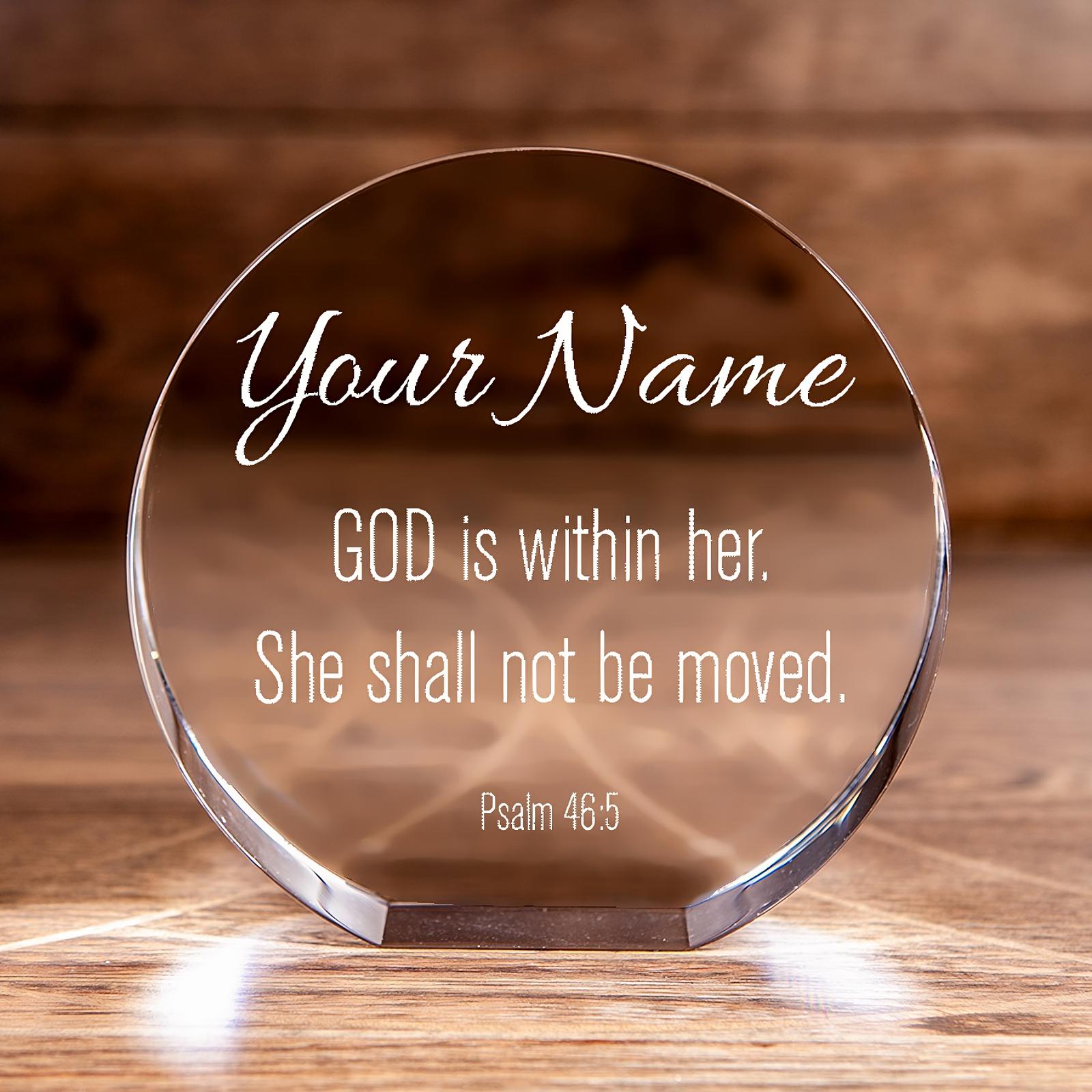 Psalm 46:5 God is Within Her Circle Cut Crystal Personalized Christian Gift-Express Your Love Gifts
