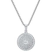 Notre Pere French Prayer Round Pendant Stainless Steel Necklace-Express Your Love Gifts