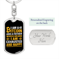 A Bitcoin Father Crypto Keychain Stainless Steel or 18k Gold Dog Tag Keyring-Express Your Love Gifts