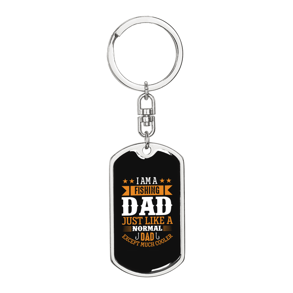 A Fishing Dad Keychain Stainless Steel or 18k Gold Dog Tag Keyring-Express Your Love Gifts