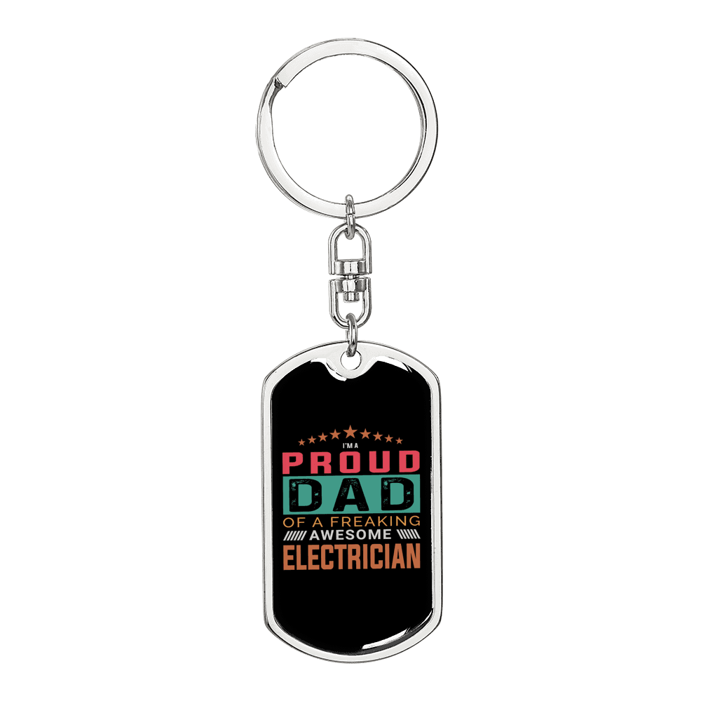 A Freaking Awesome Electrician Swivel Keychain Dog Tag Stainless Steel or 18k Gold-Express Your Love Gifts
