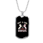 A Girl and Horses Horse Necklace Stainless Steel or 18k Gold Dog Tag 24" Chain-Express Your Love Gifts