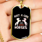 A Girl and Horses Horse Necklace Stainless Steel or 18k Gold Dog Tag 24" Chain-Express Your Love Gifts