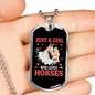 A Girl Loves Horses Horse Necklace Stainless Steel or 18k Gold Dog Tag 24" Chain-Express Your Love Gifts