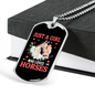 A Girl Loves Horses Horse Necklace Stainless Steel or 18k Gold Dog Tag 24" Chain-Express Your Love Gifts