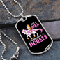 A Girl Loves Horses Purple Horse Necklace Stainless Steel or 18k Gold Dog Tag 24" Chain-Express Your Love Gifts