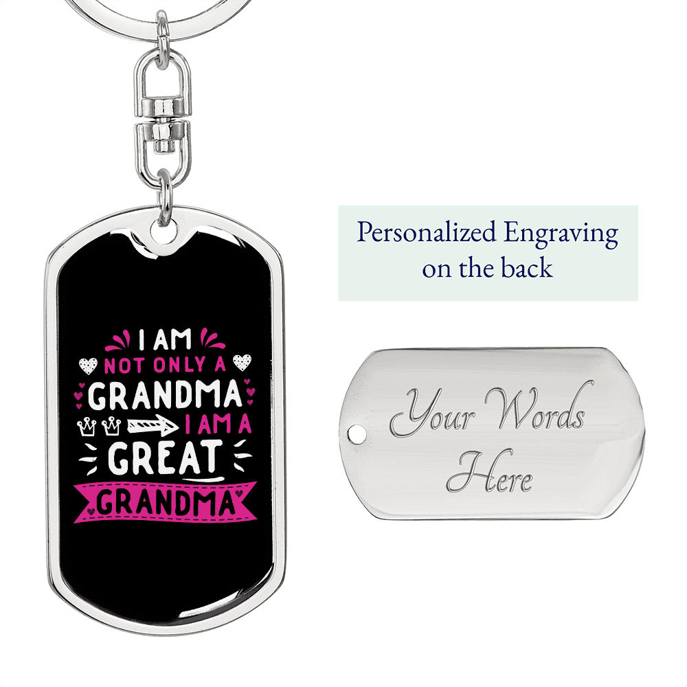 A Great Grandma Mom Keychain Stainless Steel or 18k Gold Dog Tag Keyring-Express Your Love Gifts