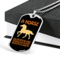 A Horse Gallops With His Character Horse Necklace Stainless Steel or 18k Gold Dog Tag 24" Chain-Express Your Love Gifts
