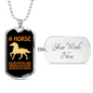 A Horse Gallops With His Character Horse Necklace Stainless Steel or 18k Gold Dog Tag 24" Chain-Express Your Love Gifts