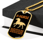 A Horse Gallops With His Character Horse Necklace Stainless Steel or 18k Gold Dog Tag 24" Chain-Express Your Love Gifts