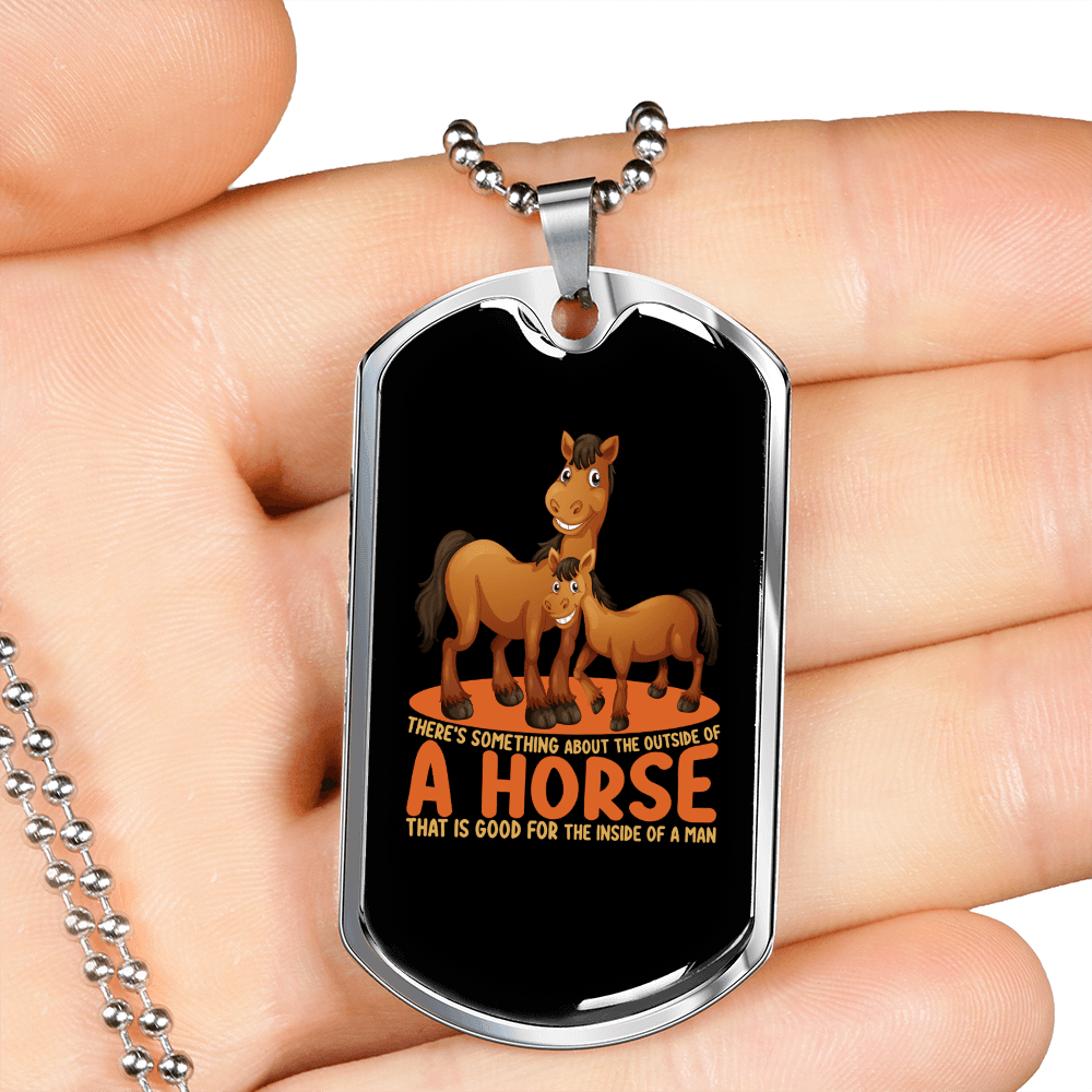 A Horse Inside a Man Horse Necklace Stainless Steel or 18k Gold Dog Tag 24" Chain-Express Your Love Gifts