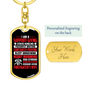 A Loving Firefighter'S Wife Keychain Stainless Steel or 18k Gold Dog Tag Keyring-Express Your Love Gifts
